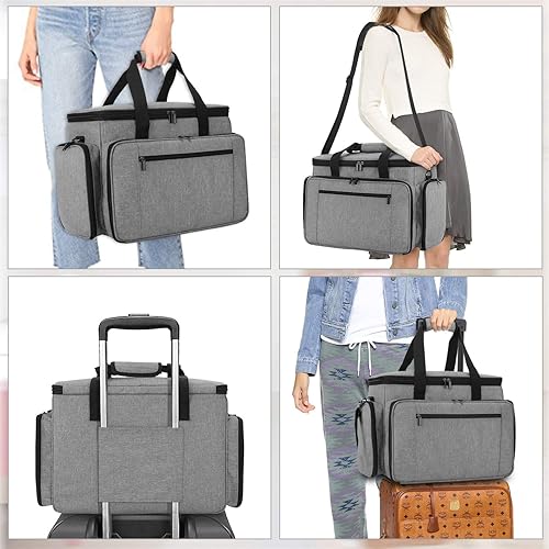 Miniatura 58 de Luxja - Bolsa para máquina de coser portátil, compatible con la mayoría de las máquinas Singer Morado,Negro,Azul,Puntos grises,Puntos