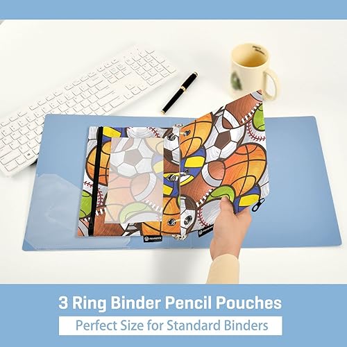 Vista 23 de Gredecor Estuche para lápices con 3 anillos, con cremallera de dinosaurio, paquete de 2 unidades, organizador transparente para la escuela