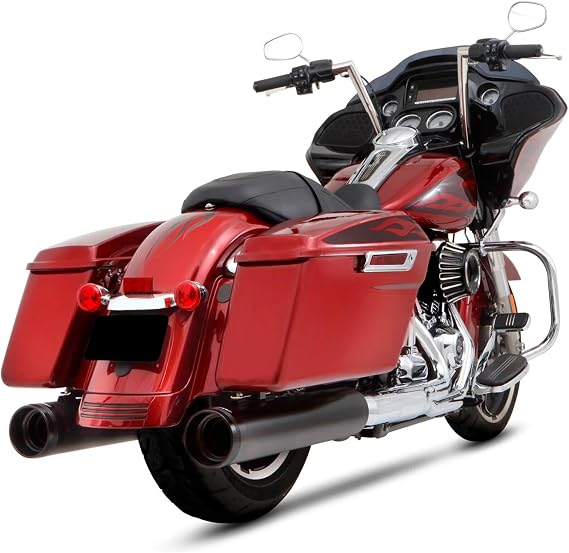 500-0186 Rinehart Racing DBX45 4.5 Black Slip-On Mufflers with Black Tradition End Caps for 2017-Newer Harley Touring Models