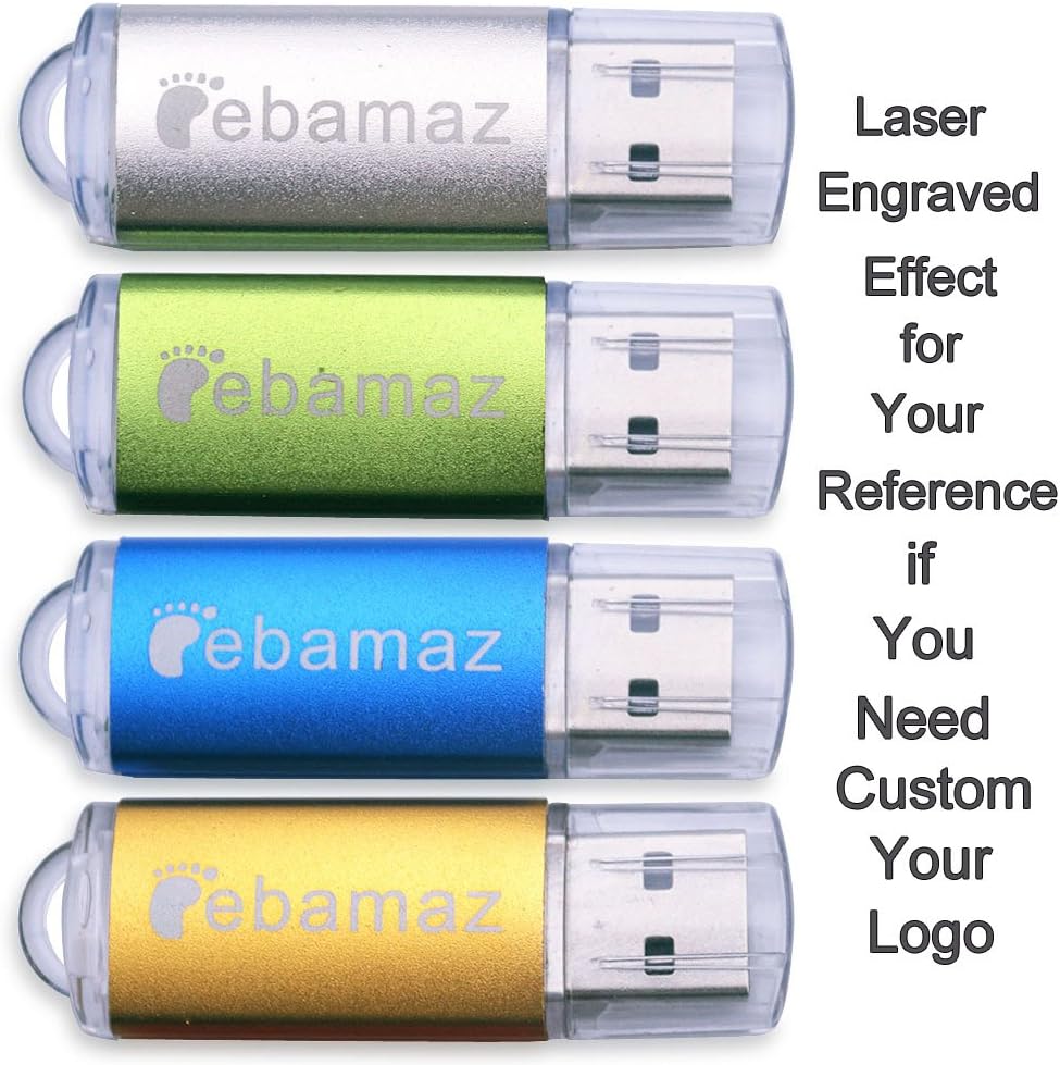Ebamaz USB Flash Drives 2.0 Metal Key Pack of 5 Colors (512MB,Not GB,Smaller Than 1GB,Blank)
