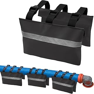 RV Sewer Hose Weight Bags with Reflective Strips - Waste Hose Fastening Device Prevents Dislodging While Dumping, 3 Pcs (Black)