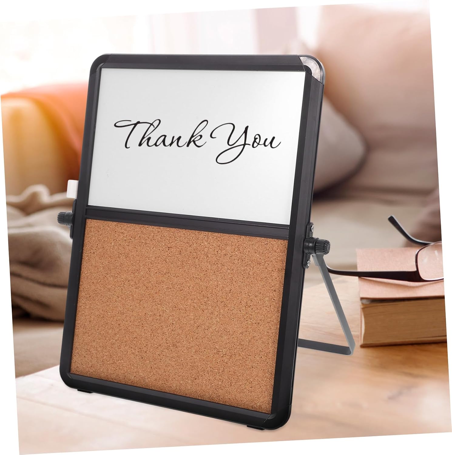 Multifunctional Desktop Cork and Whiteboard Combo with Stand for Office Study Home Message Memo Notice Board and Decorative Display