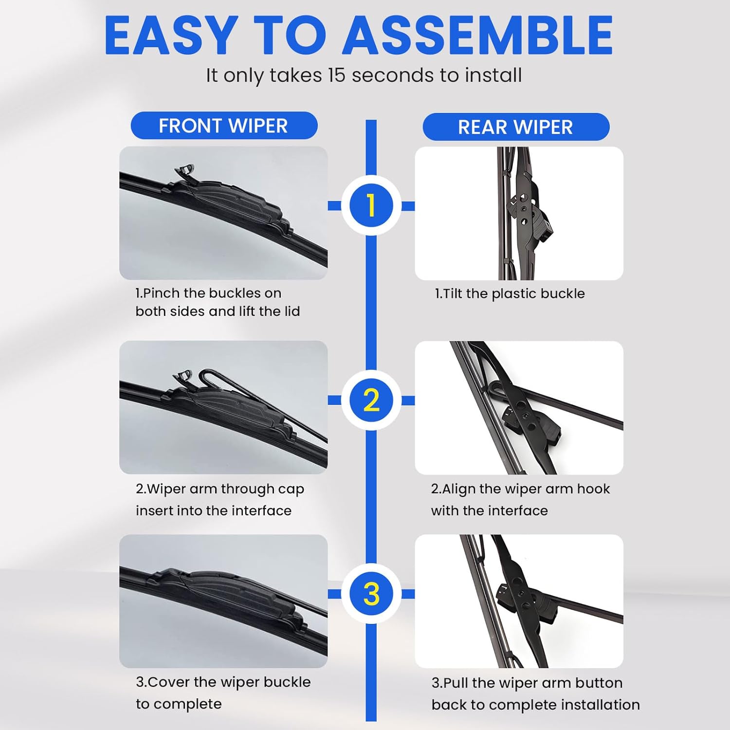 ANIKLUIM® Windshield Wipers for 2016 2015 2014 2013 2012 Honda CR-V,26 Inch+16 Inch+13 Inch Front and Rear Wiper Blades,Easy to Install (Pack of 3)