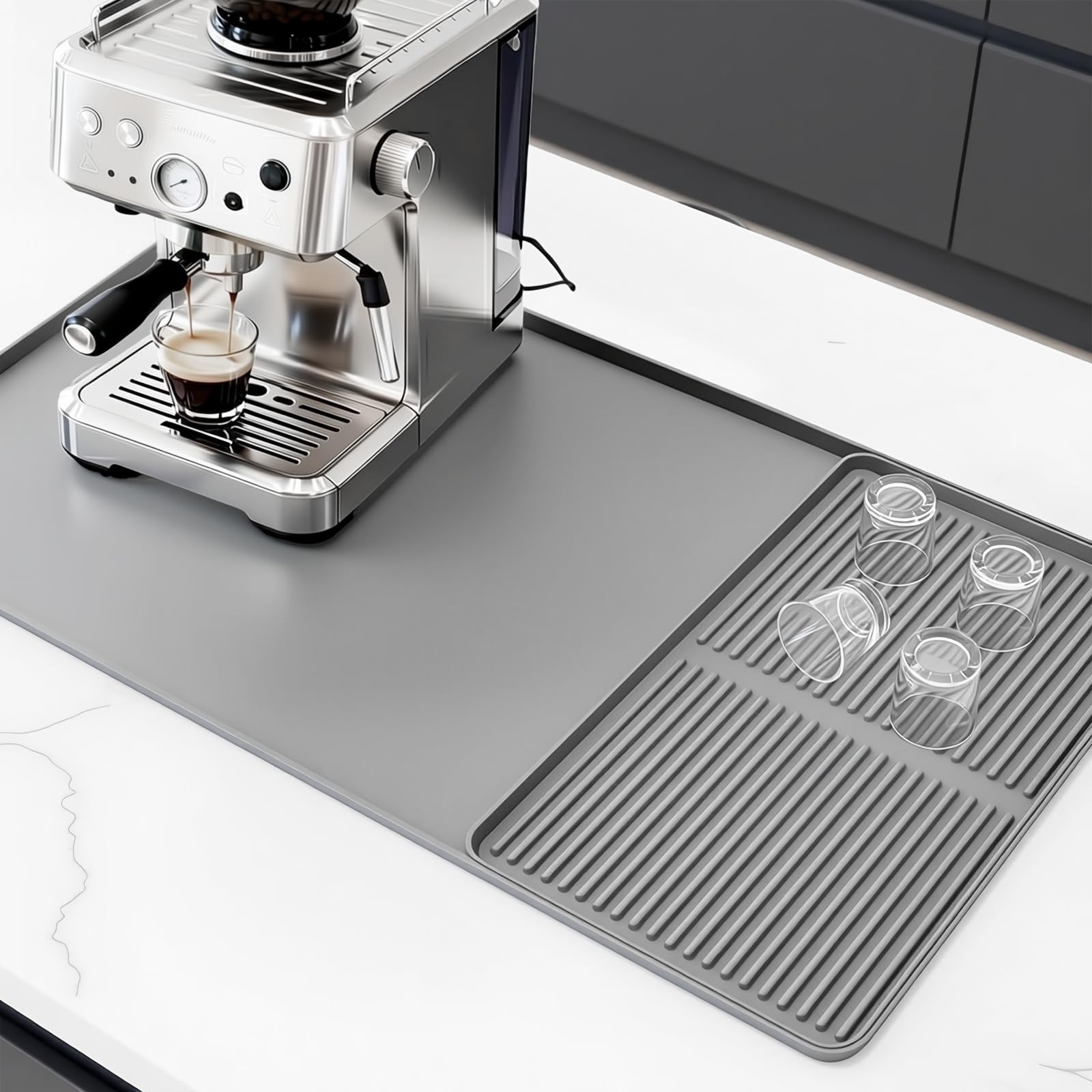 Adiwo Large Silicone Coffee Mat, 60x40cm Silicone Mat Under Coffee Machines