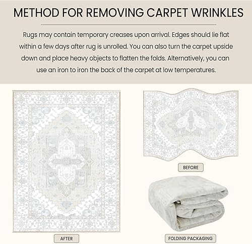 Miniatura 7 de Alfombras lavables de 5 x 7 pies, antideslizantes, de 5 x 7, alfombra de pelo bajo, alfombra de suelo con estampado envejecido, alfombra de área