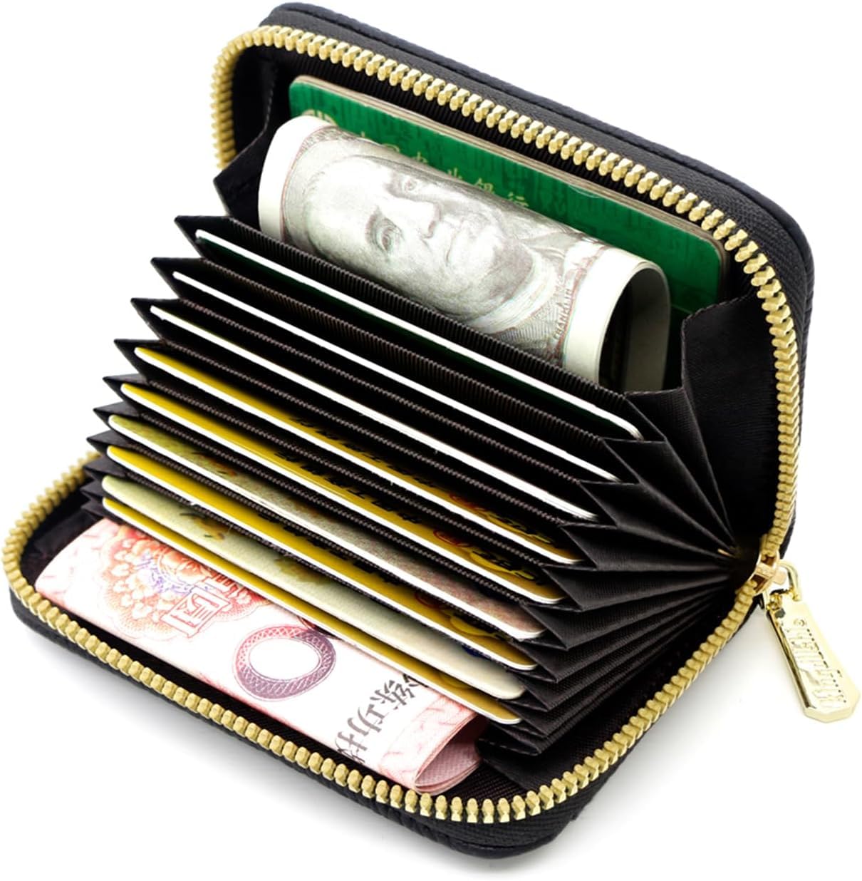 Credit Card Holder Wallets for Women Large Storage Space Accordion Zipper Card Case Holder