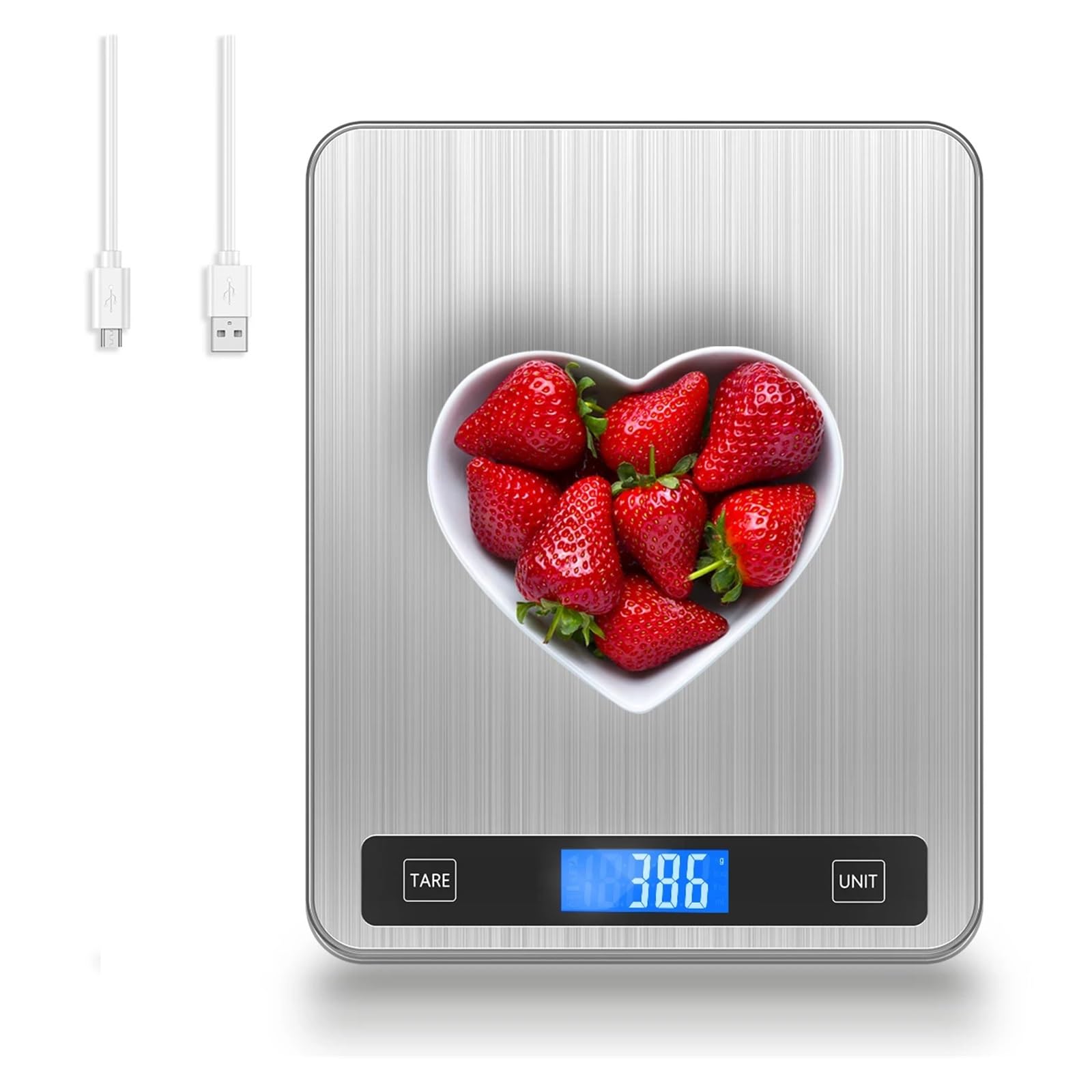 20Kg/1g cyfrowa waga kuchenna zasilana przez USB waga wielofunkcyjna waga do żywności do pieczenia gotowanie gospodarstwa domowego ważenie waga elektroniczna,Waga precyzyjna(Nero)