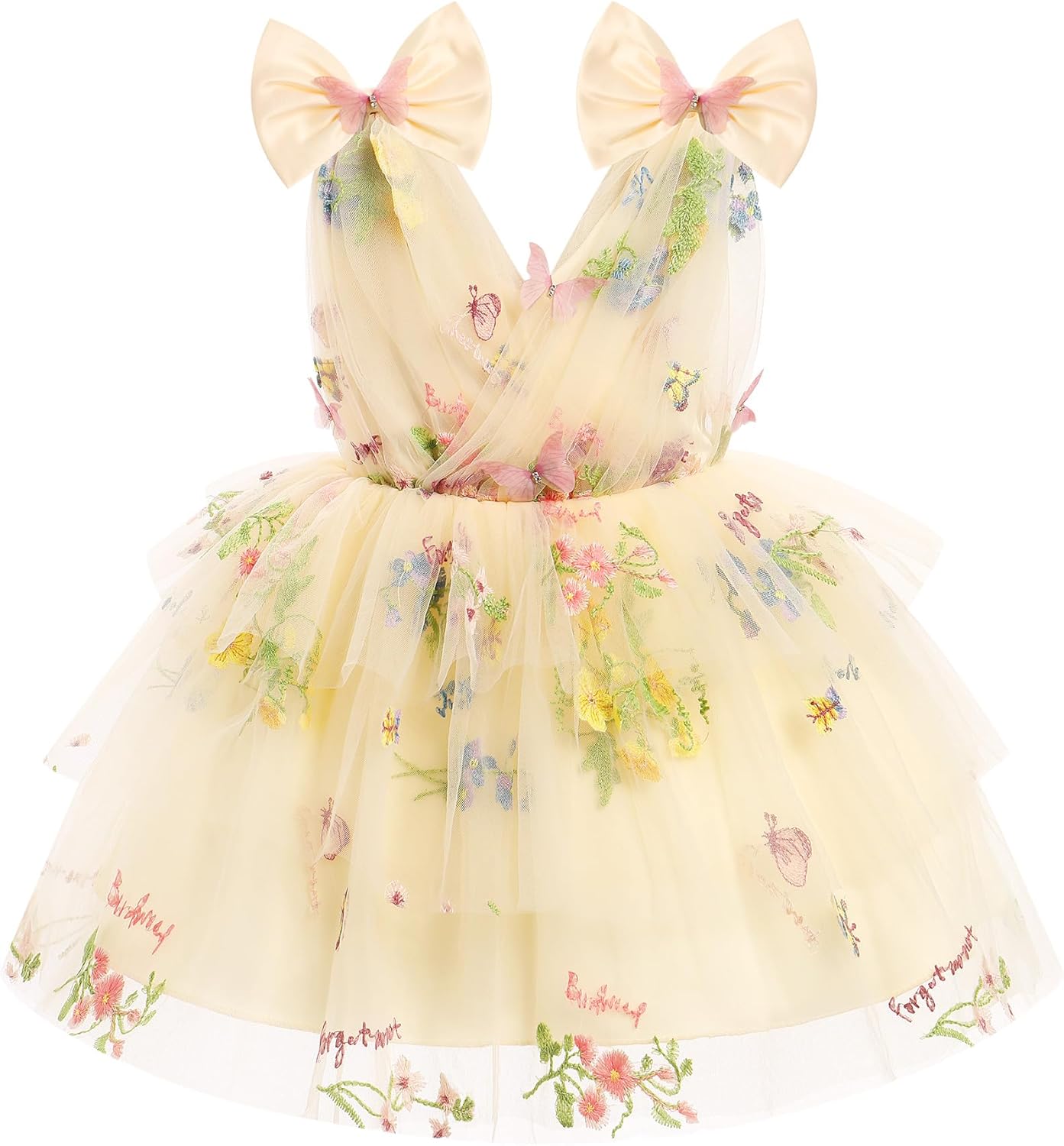 IMEKIS Toddler Girls Butterfly Birthday Dress Rainbow Tulle Formal Wedding Party Ruffle Tutu Dresses Photo Shoot