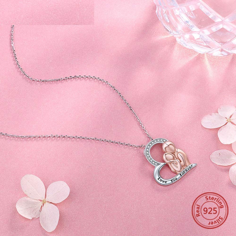 925 Sterling Silver Heart Casado Pareja Colgante Cadena Marido Abrazado Esposa Collar para Mujeres Aniversario Joyería Regalo De San Valentín