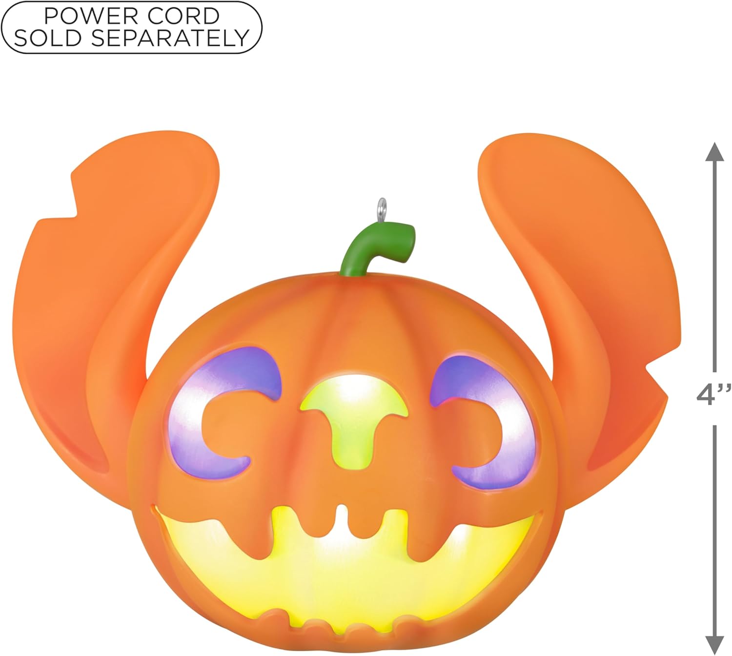 Hallmark Keepsake Halloween Ornament, Disney Lilo & Stitch Spooky Stitch Jack-o'-Lantern with Light, Gifts for Disney Fans
