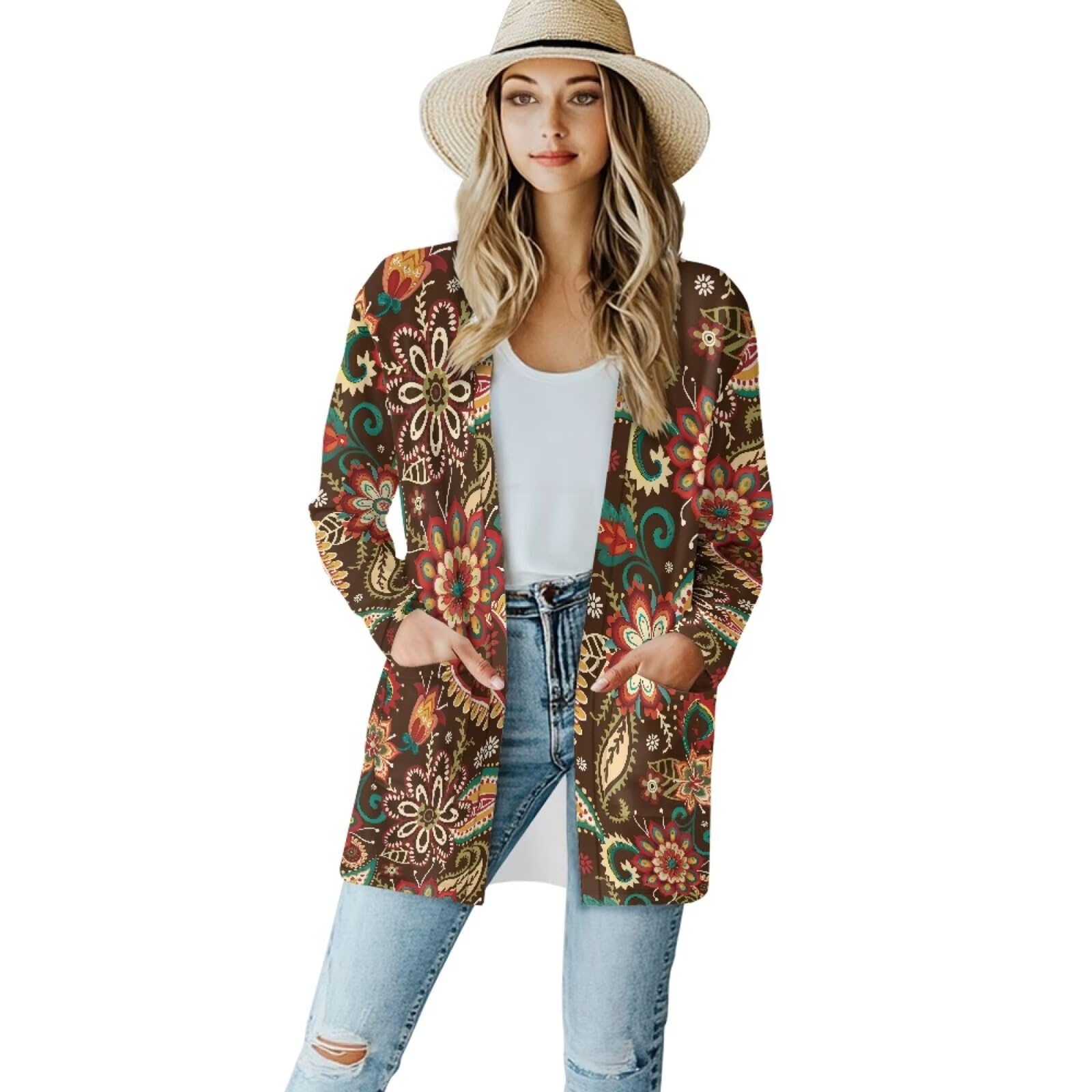 Womens Cardigans Sweater V-Neck Jacket Long Sleeve Open Front Tops for Lady Button Up Jacket S-2XL