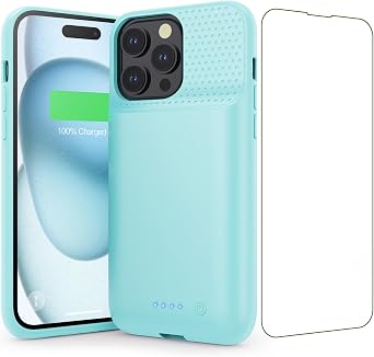 Battery Case for iPhone 15 Pro Max,Powerful 8600mah Ultra-Slim Protective Charging Case,15W Fast Charging Portable Rechargeable Expandable Battery Charger Cover for iPhone 15 Pro Max6.7inch-Green