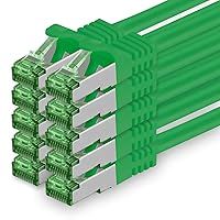 1aTTack.de Cat.7 Cavo di Rete 2m - Verde - 10 Pezzi - Ethernet LAN Cat.7 SFTP Spina