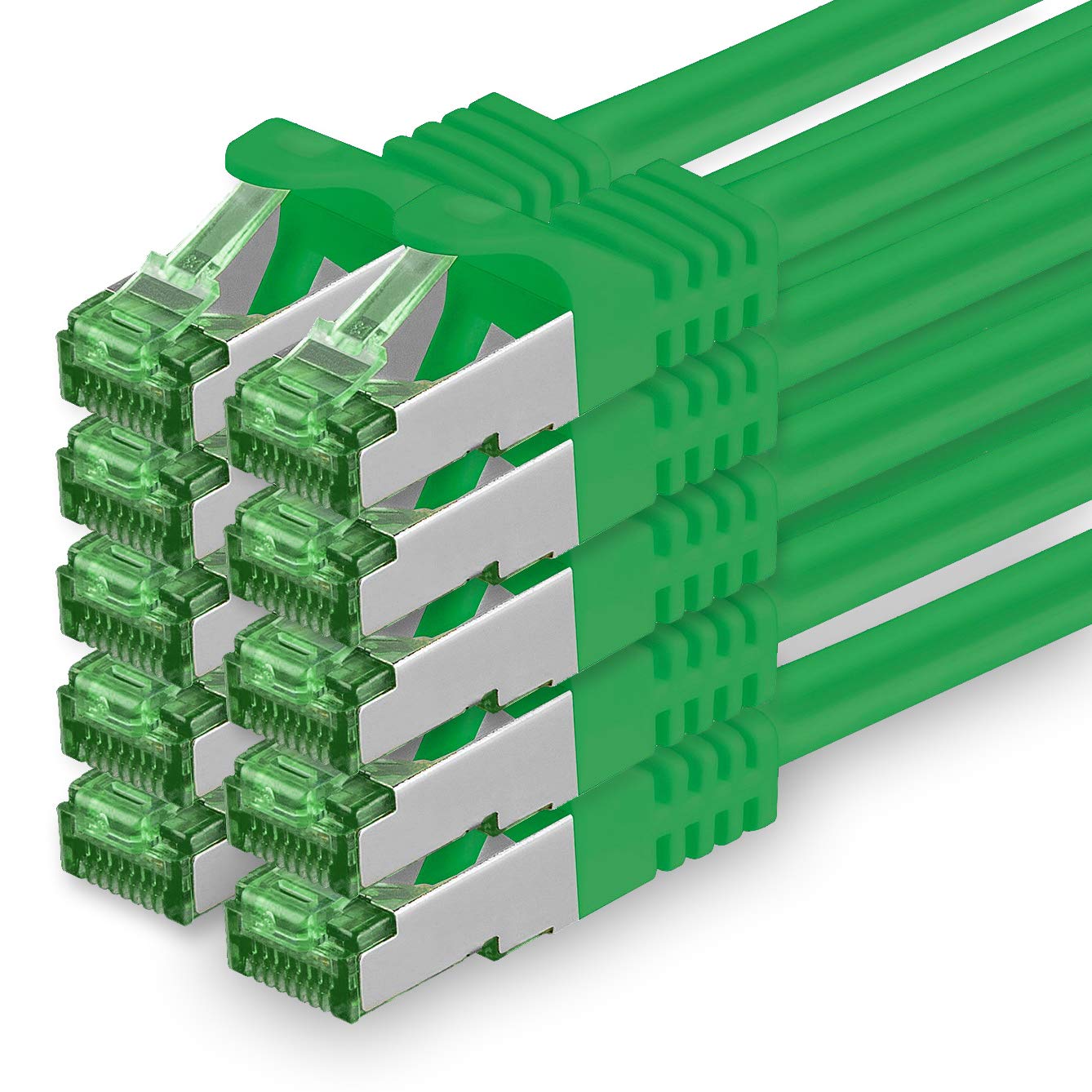 1aTTack.de 1 M Cat.7 Netzwerk-Kabel 10 Stück Cat7 Patch-Kabel Lan-Kabel Ethernet RJ45 10 Gbit/s (Alle Internetgeschwindigkeiten) Grün 1 Meter