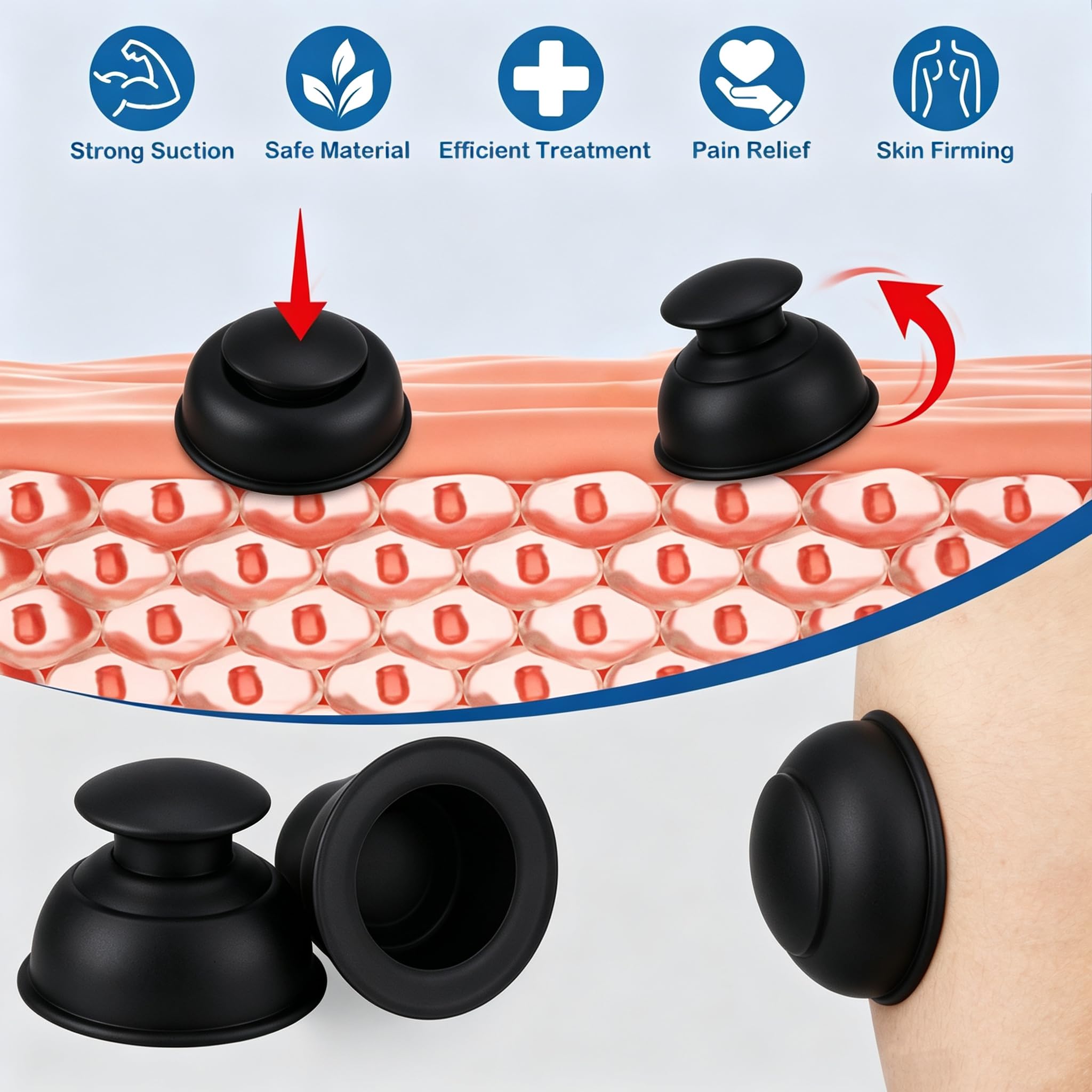 Juegos de terapia de ventosas de silicona, 10 unidades, ventosas profesionales al vacío para masaje miofascial, dolor en las articulaciones, anticelulitis, alivio muscular profundo y más (10 unidades