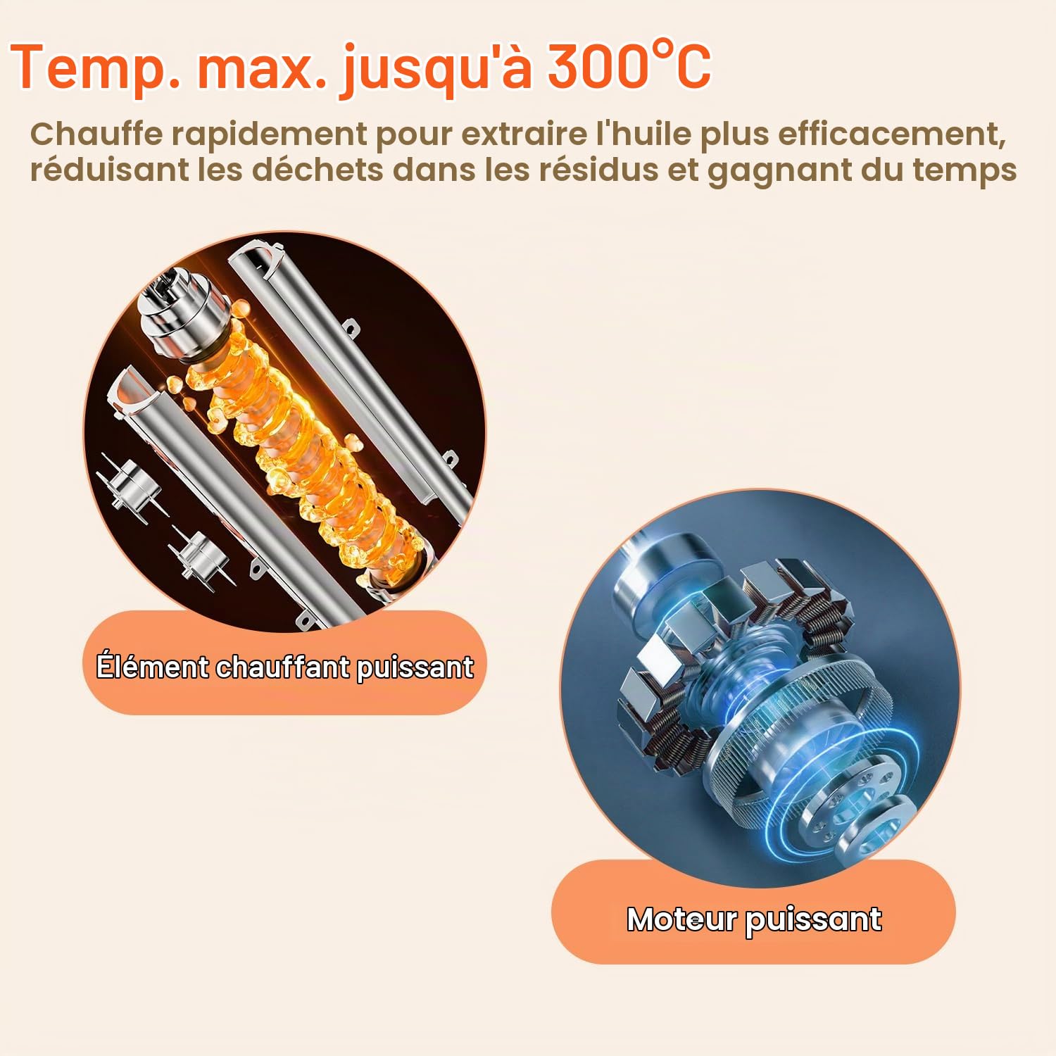 Presse à huile 1000W, extracteur d’huile intelligent à froid et à chaud avec affichage de température, expulseur en acier inoxydable pour plus de 20 graines et noix, usage domestique