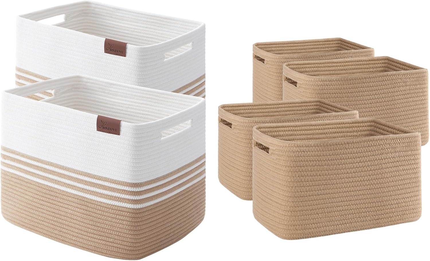44L*2 Pack Storage Baskets for Organizing & 4 Pack Shelf Baskets (Set of 2)