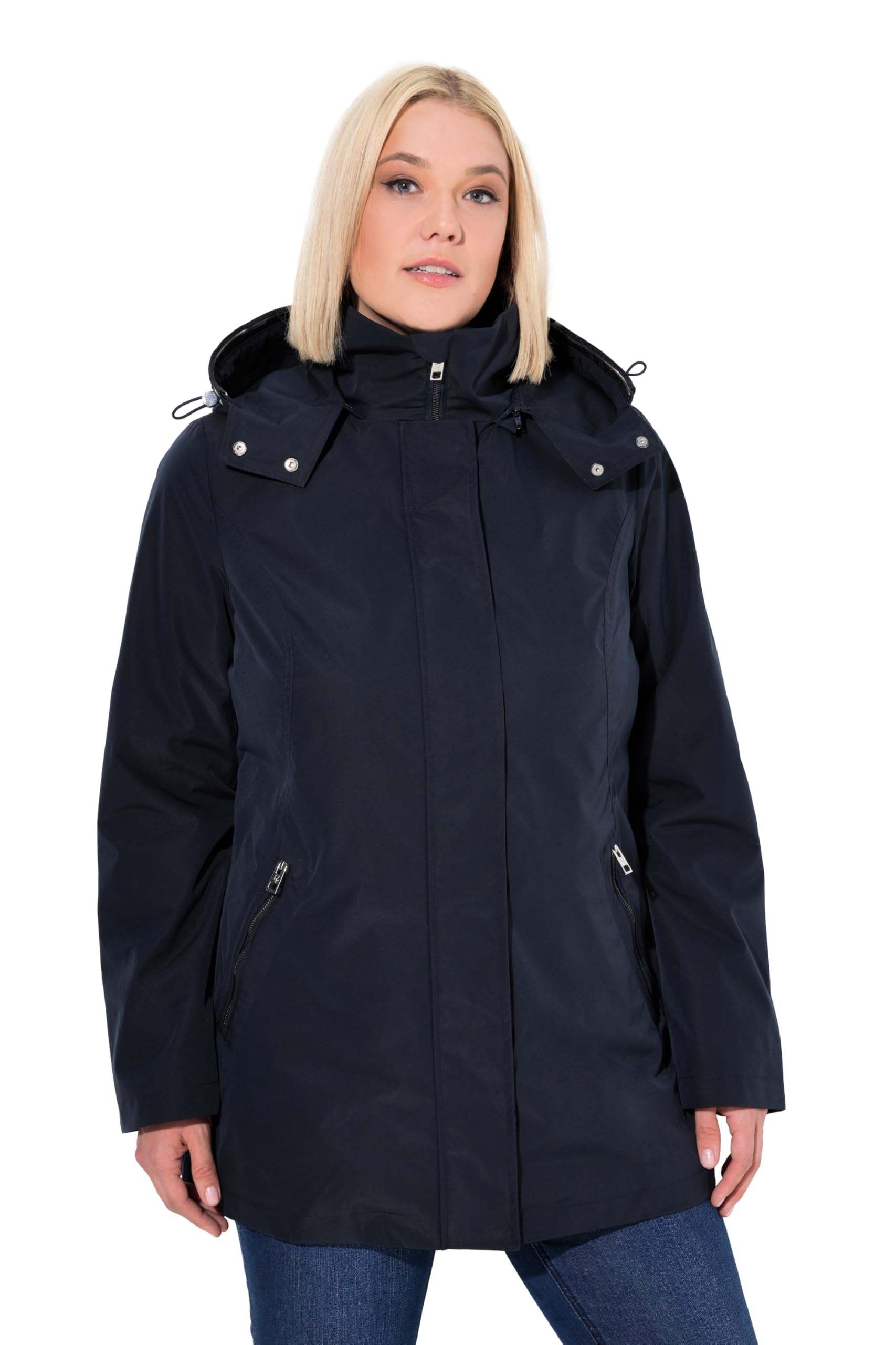 Ulla Popken Damen große Größen Übergrößen Plus Size HYPRAR Funktionsjacke, wasserabweisend, Kapuze 837512