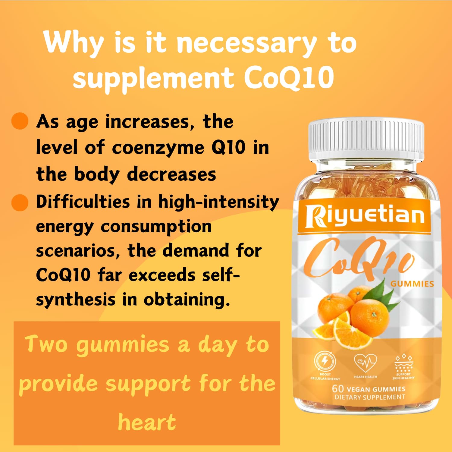 COQ10 Gummies - CoQ10 500mg + Omega-3 EPA/DHA + Magnesium Glycinate + Zinc Citrate, to Support Heart Health, Energy Production, Immune System & Mineral Absorption, 30 Servings — Amazon image 6