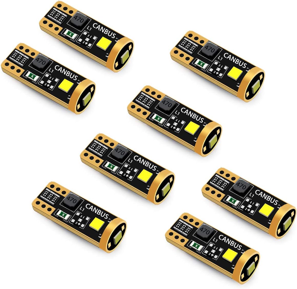 LASFIT 194 168 T10 LED Bulb White Bundle 8 Pack, 2825 W5W LED Canbus Error Free for License Plate Dome Map Courtesy Door Trunk Interior Lights