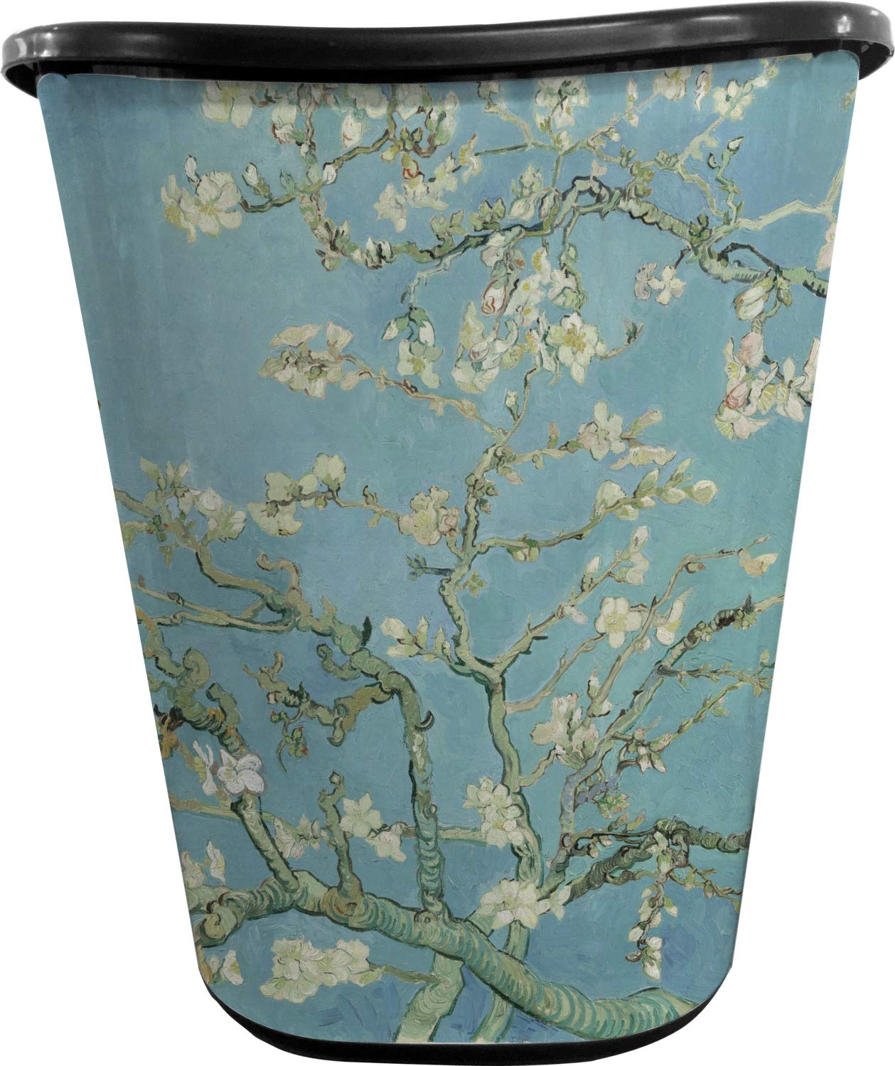 Almond Blossoms (Van Gogh) Waste Basket - Double Sided (Black)