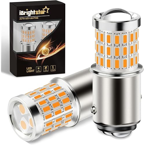 iBrightstar 1157 LED Bulb Amber, BAY15D 2057 2357 7528 LED Turn Signal Bulbs Super Bright for Vehicle Blinker Lights and Turn Signal Lights, 2 Pack