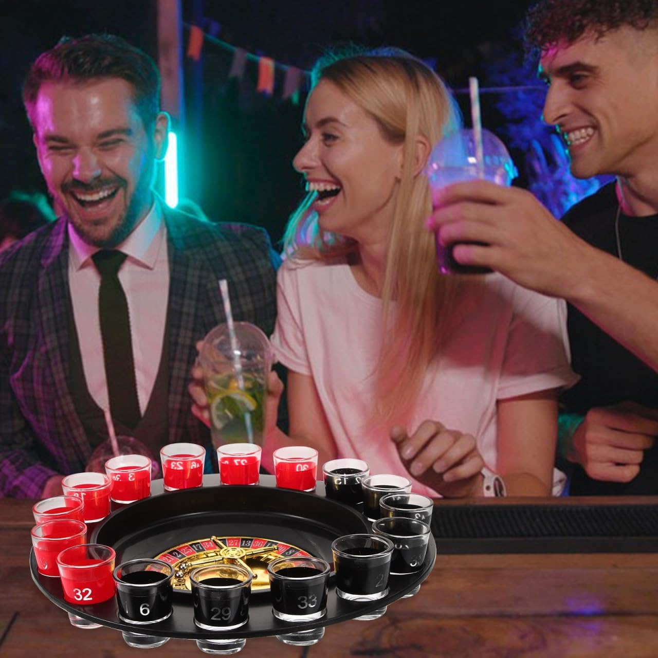 Sosoport Shot Roulette Drinking Game Glass Roulette Shot Glass Roulette Drinking Game Set Party Games Supply for KTV Live House Bar