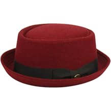Porkpie Fedora Men's Vintage Style Wool Blend S/M, F1678BURGUNDY