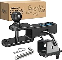 Vista 10 de Nilight Soporte de enganche múltiple 3 en 1 ATV UTV con enganche de bola de 1-7/8 pulgadas clasificado 2000 libras para receptor de 1-1/4 pulgadas