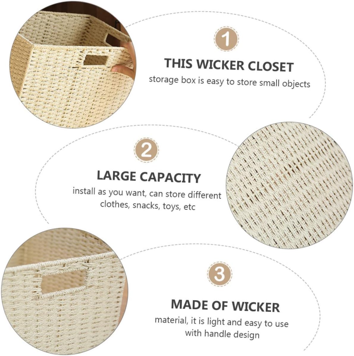 PRETYZOOM Cute Storage Basket Basket Handle Storage Organizer Box Handwoven Container Random Color