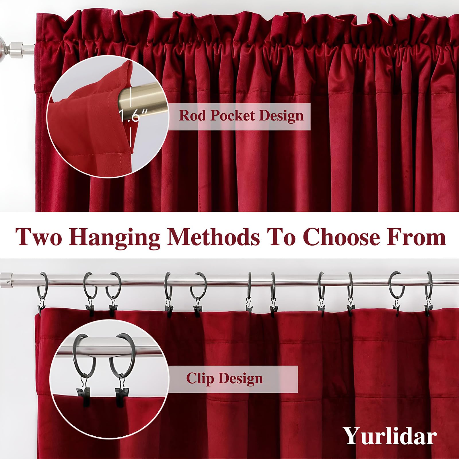 Cortinas opacas térmicas de terciopelo rojo para dormitorio, sala de estar, comedor, cine en casa y estudio, elegante tratamiento de ventana para privacidad y comodidad