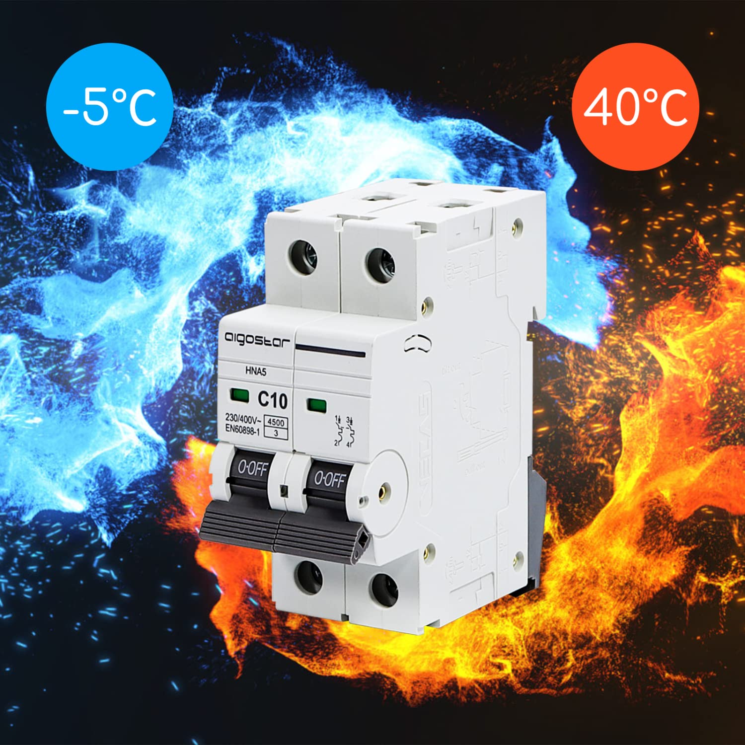 Aigostar Interruttore Magnetotermico 2P Curva C, In=10 A