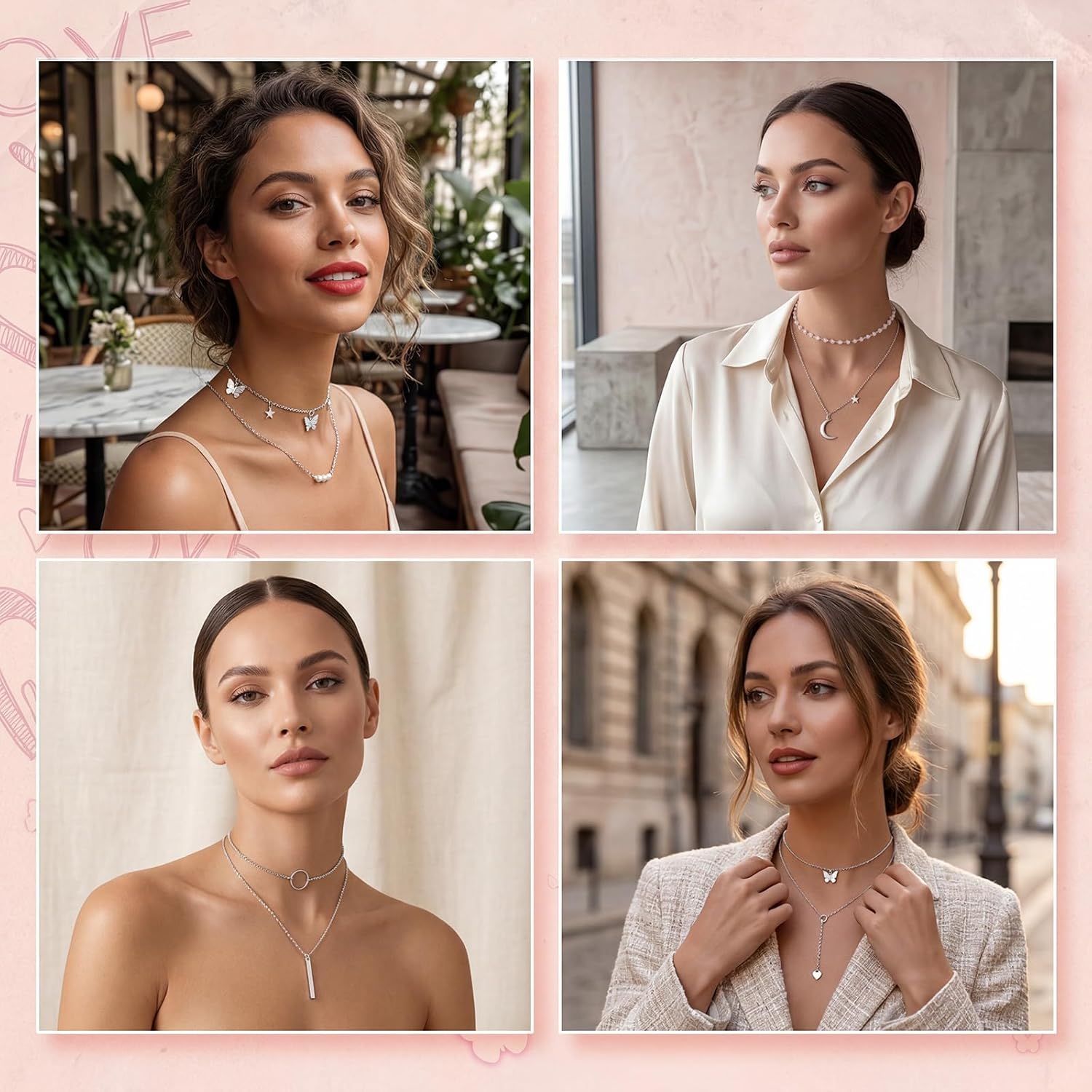 Kenning 30 Pcs Mother's Day Necklace Gifts Bulk Pendant Necklace Set for Women Gold Plated Acrylic Adjustable Clavicle Chain with Card