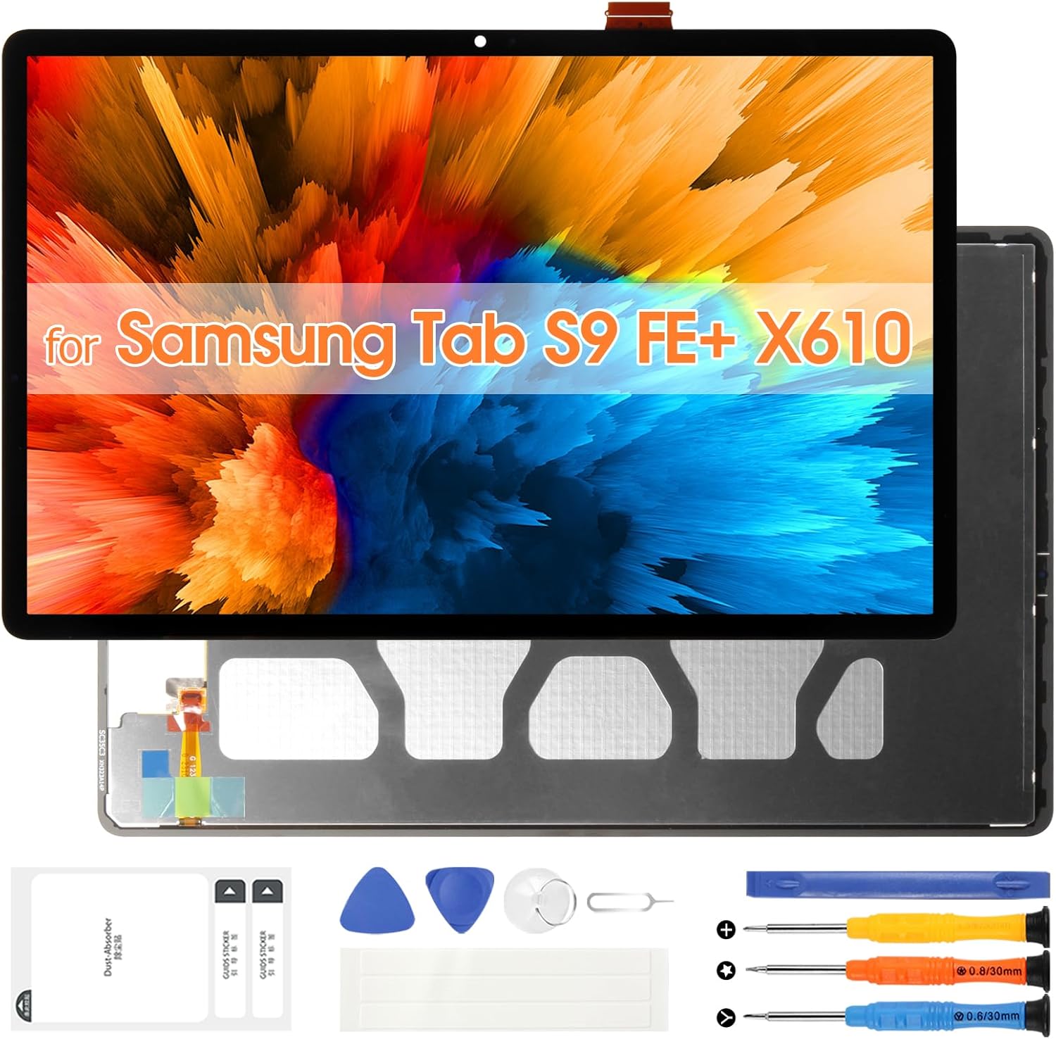 for Samsung Galaxy Tablet S9 FE+ Screen Replacement for Samsung Tab S9 FE Plus SM-X610 X616 LCD Display Digitizer Touch Screen Assembly with Repair Tools(Black,12.4 inch)