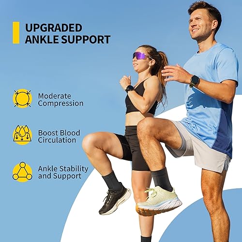 Vista 12 de CAMBIVO 1 par de tobilleras para hombres y mujeres, calcetines de compresión de tobillo para dolor de pies, uso diario, fitness, trabajo, alivio