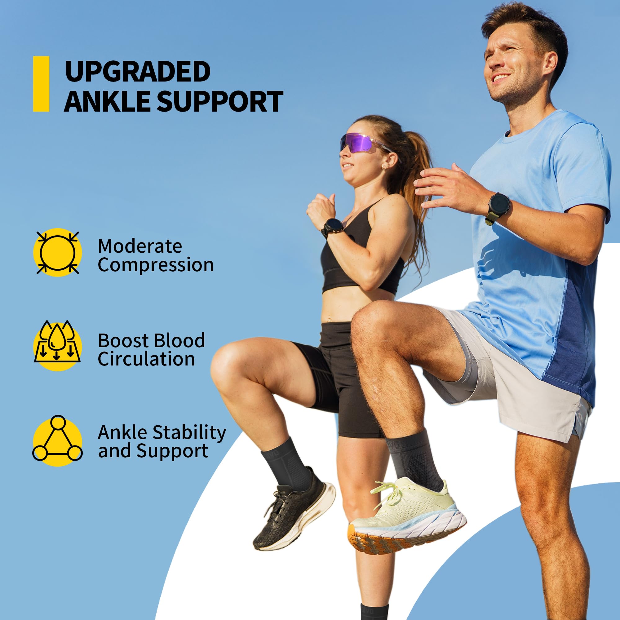 CAMBIVO Sprunggelenkbandage 2 Pack, Knöchelbandage Damen und Herren, Bandage Fußgelenk Linderung von Fußschmerzen, Fußbandage geeignet für Fitness, Alltag und Arbeit