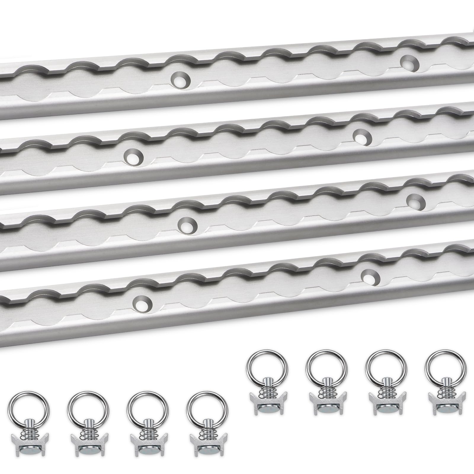 SPARKWHIZ 4pcs 4ft Aluminum L Track Rail with 8pcs Single Stud Fittings, L Track Tie Down System for Enclosed Trailer, Trucks, Vans, Pickup
