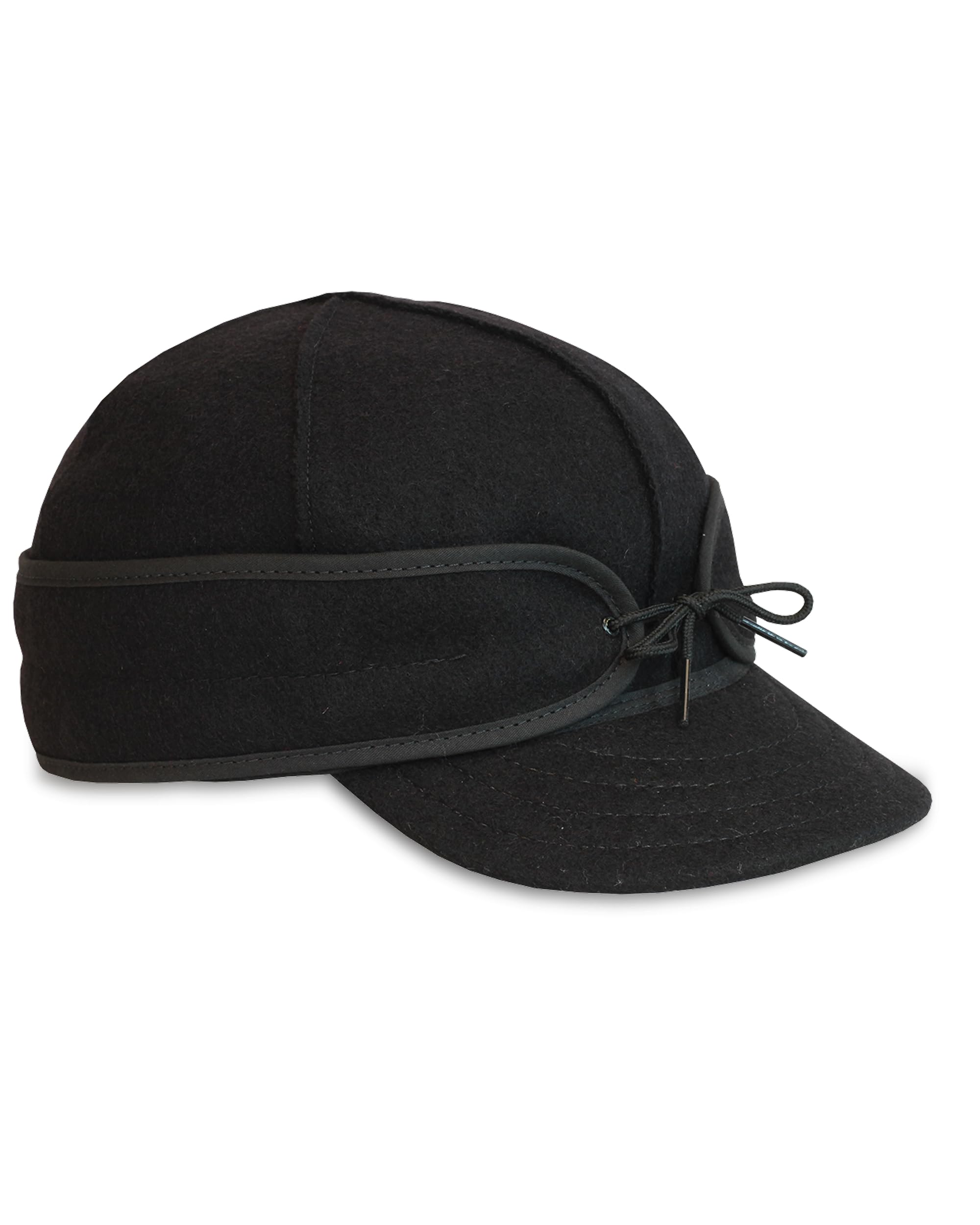 Stormy Kromer The Original Cap, Wool Blend Hat, Winter Warm Outdoor Cap for Men, Women, with Cotton Flannel Lining, Earflaps, Classic Cold Weather Gift, Black, 8