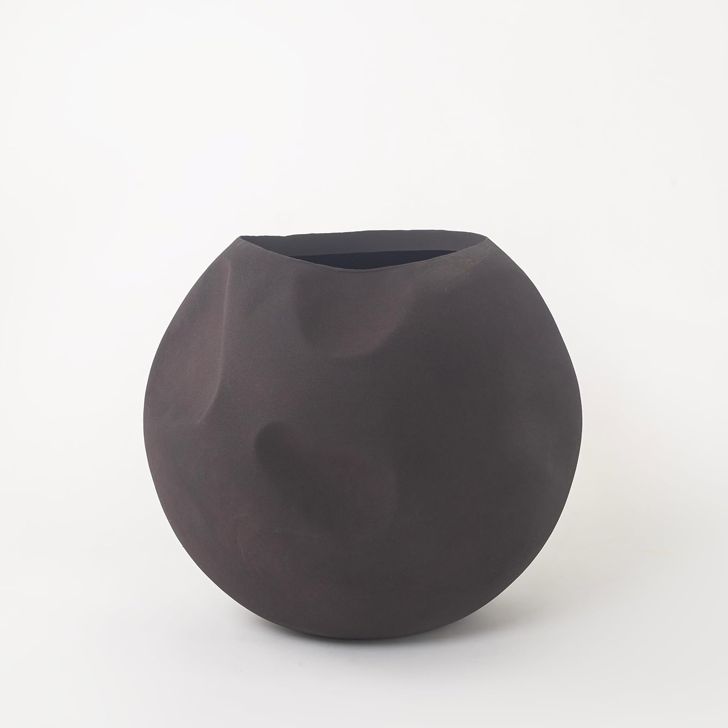 Fab Habitat Gaia Handmade Sphere Metal Planter in Mocha Charcoal – Indoor/Outdoor, Lightweight with Drainage Hole