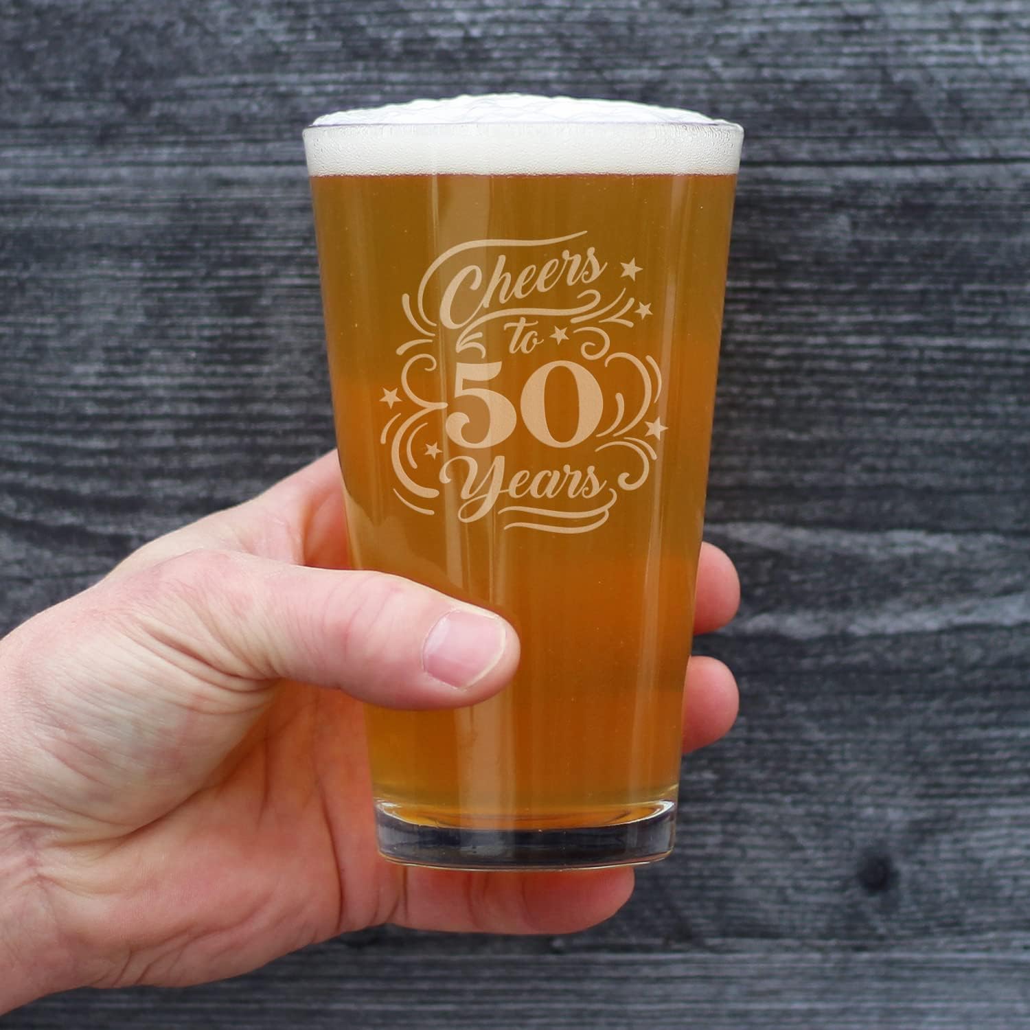 Bevvee Cheers to 50 Years - Pint Glass for Beer - Gifts for Women & Men - 50th Anniversary Party Decor - 16 Oz Glasses - Image 4