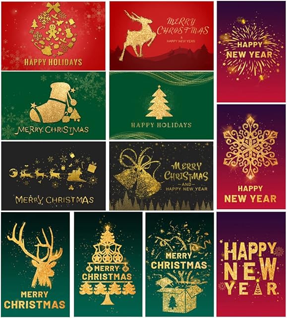 Charity Christmas Cards Pack of 24, Each Christmas Card Multipack has 24 Different Fun Santa Designs.xmas Cards, Christmas Cards for Family Members, Christmas Cards Size 20*15CM