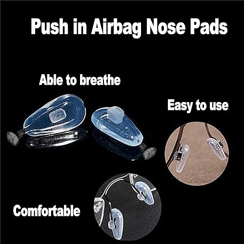 Miniatura 5 de Almohadillas de nariz para anteojos con push-in, 10 pares de gafas de cámara de aire de silicona suave, kit de repuesto de almohadillas