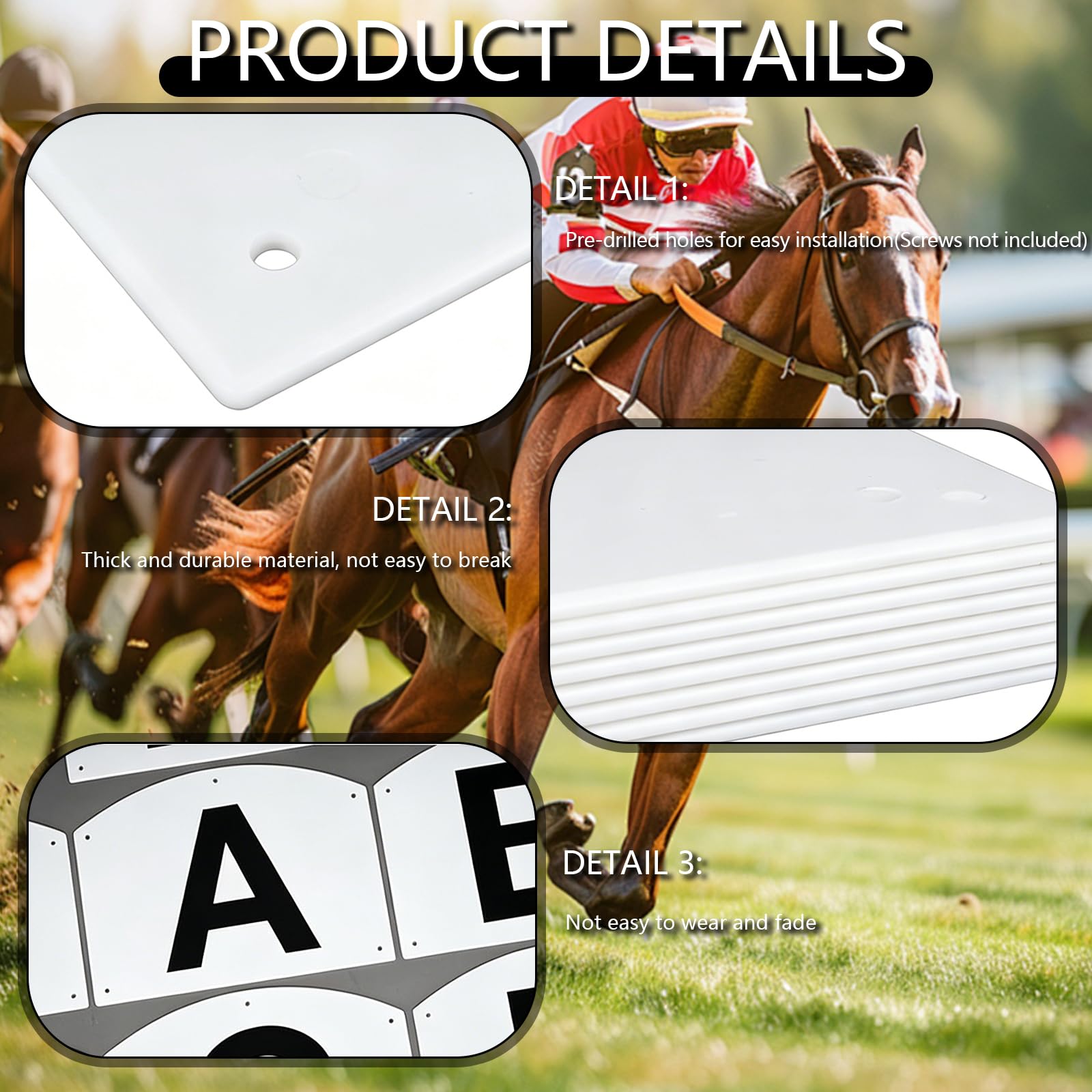 Dressurviereck Buchstaben Set für Reitplatz, 8 Stück Dressur Viereck Buchstaben Wettkampf Dressurmarker, Markierungstafeln für Reitsport & Pferdetraining