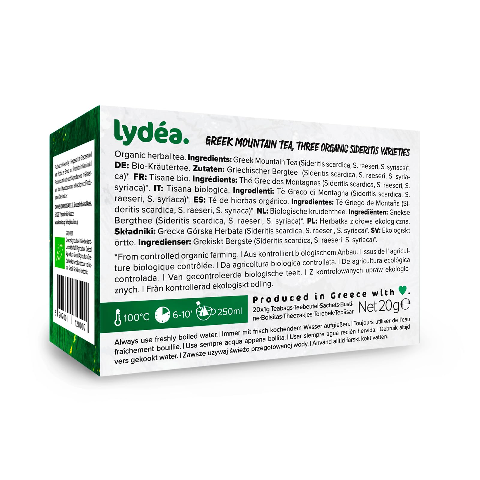 Lydea Organic Greek Mountain Tea 60 Pyramids Pack Of 3 [3