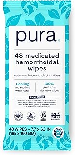 Flushable Hemorrhoid Wipes XL, 48 Count, Medicated with Cooling Witch Hazel, Aloe & Coconut Oil, Fast Relief, Fragrance-Free, 100% Plastic-Free