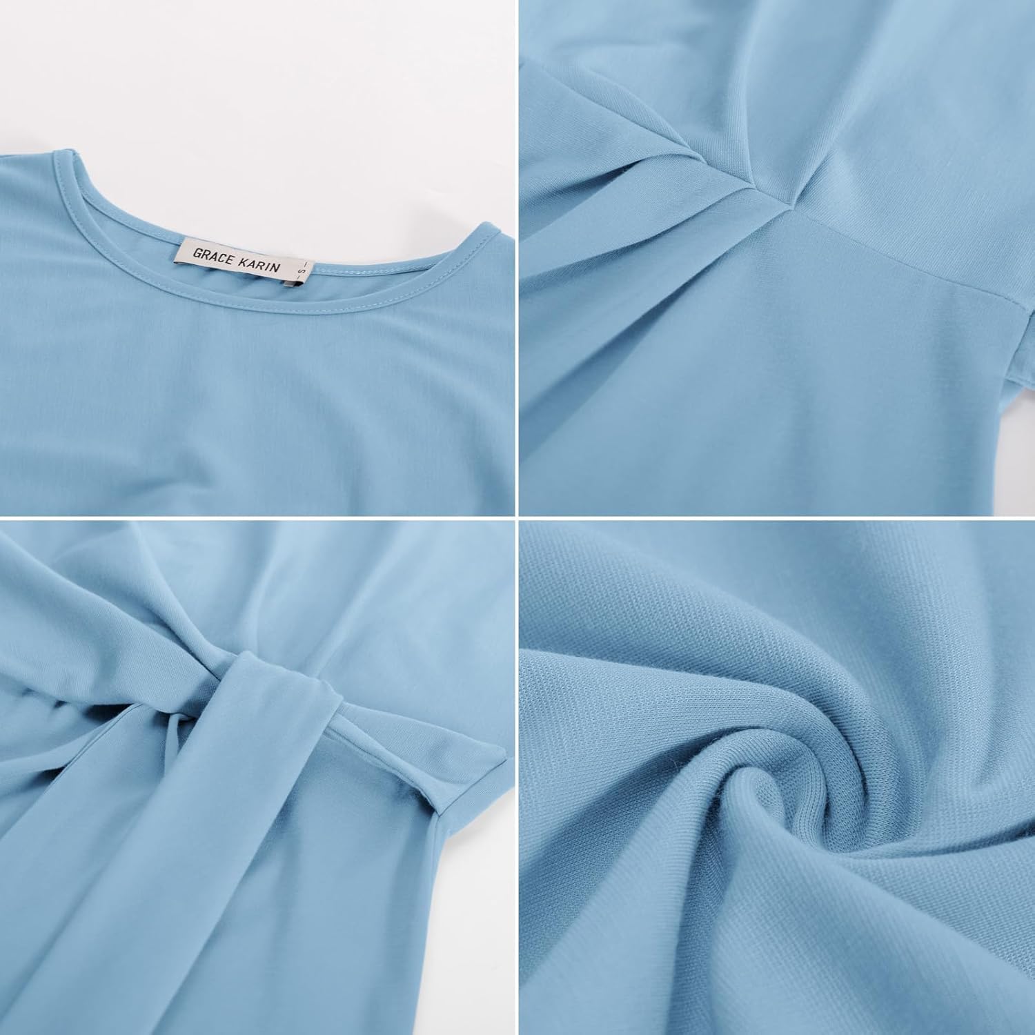 GRACE KARIN Womens Cap Sleeve Tops 2025 Summer Tie Waist Crew Neck Elegant Blouse Dressy Casual Work Business Shirts - Image 6