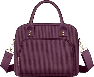 Lunch Bag Large Insulated Lunch Box for Women Men Adult Cute Purple Lunchbox Corduroy Lunch Bags Boxes Pail with Adjustable Shoulder Strap for Work Mom Picnic Office Travel 11.4×6.8×9.1 inches 11.5L
