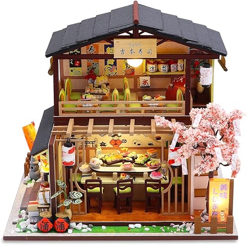 Miniatura 2 de GuDoQi Kit de casa de muñecas en miniatura, kit de casa pequeña con muebles, kit de casa en miniatura a escala 124, tienda de estilo japonés, gran