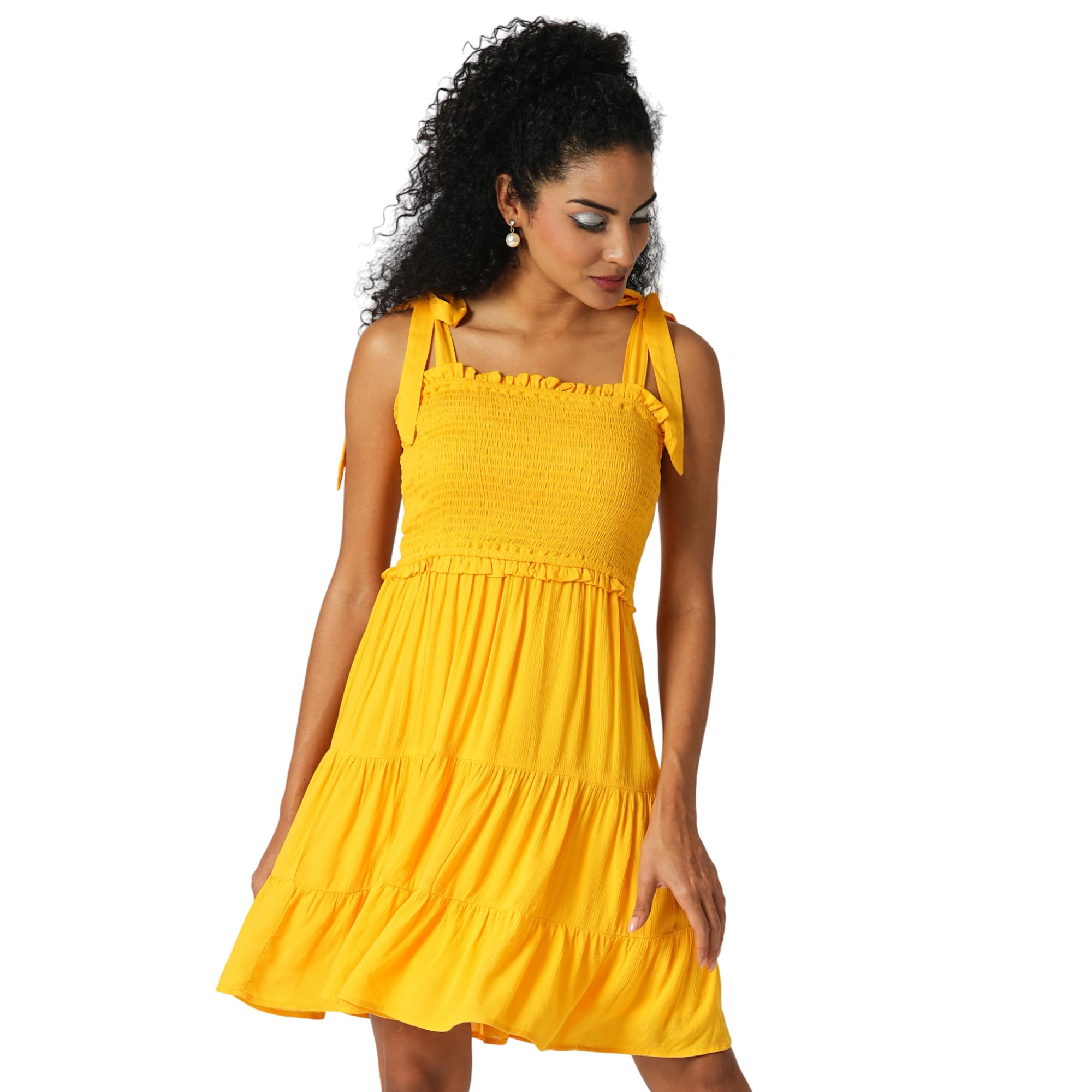 Women Dress (GS565402_Yellow_M)-image-1