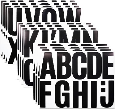 136 Pieces 4 Inch Vinyl Stick on Letter Sticker, 12 Sheets, Black